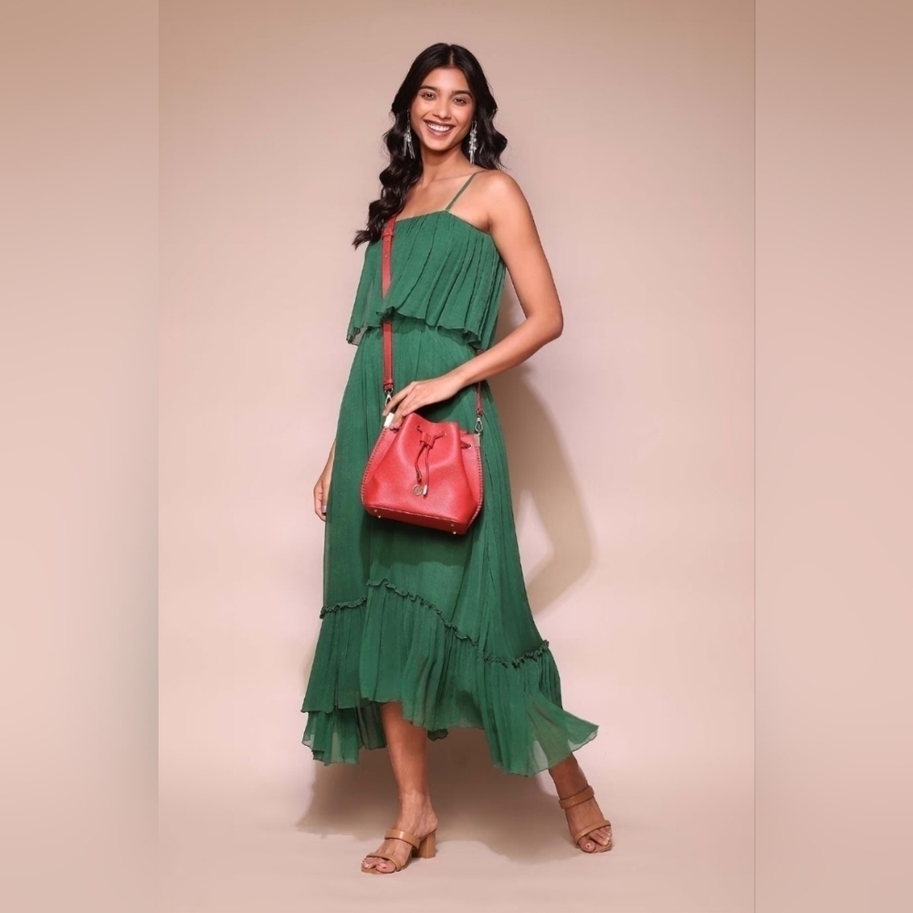 Ritu Kumar Emerald Green Maxi Dress Size XS NWT